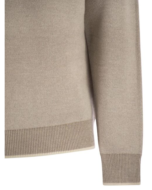 Peserico Natural Textured Crew Neck Knitwear for men