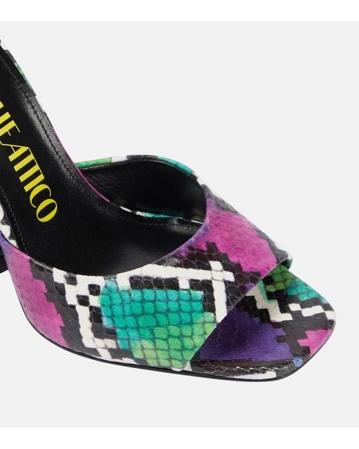 The Attico Green Luz Snakeskin High-Heeled Sandals