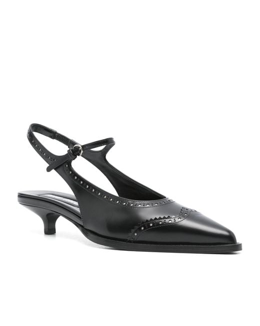 Miu Miu Black Pointed-Toe Slingback Pumps