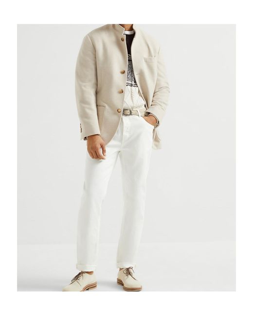 Brunello Cucinelli White Long Sleeve Casual Jacket for men