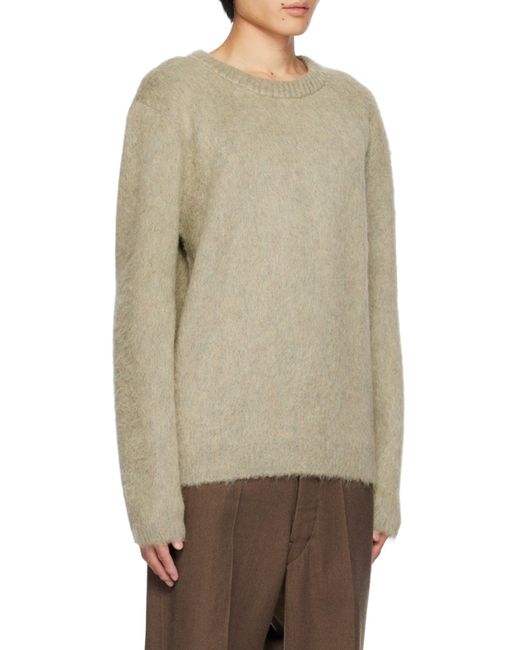 Lemaire Gray Crew-Neck Brushed-Effect Jumper for men