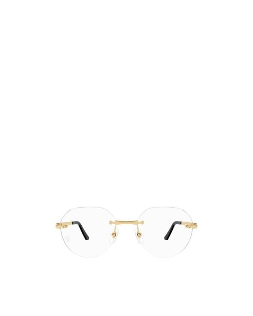 Cartier White Round Frame Glasses for men