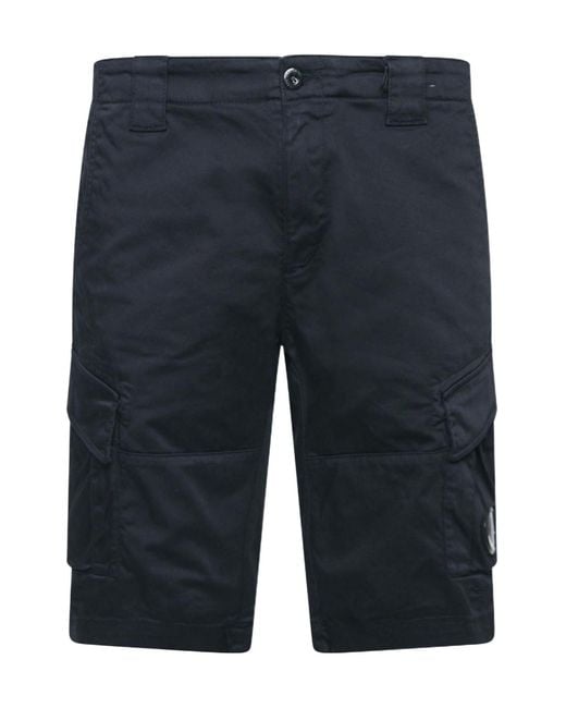 C P Company Blue Stretch Cargo Shorts for men