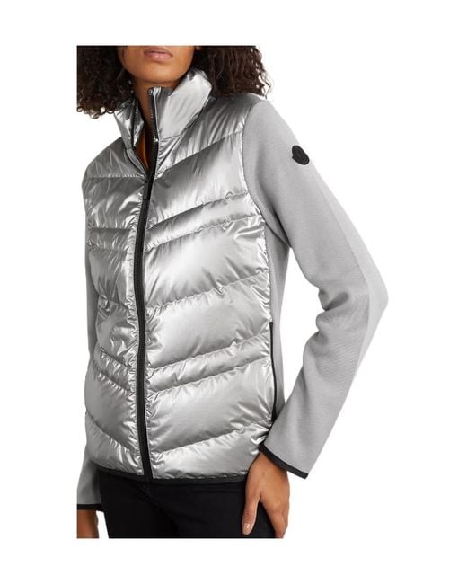 Moncler Gray Logo Splicing Soft Shell Down Jacket