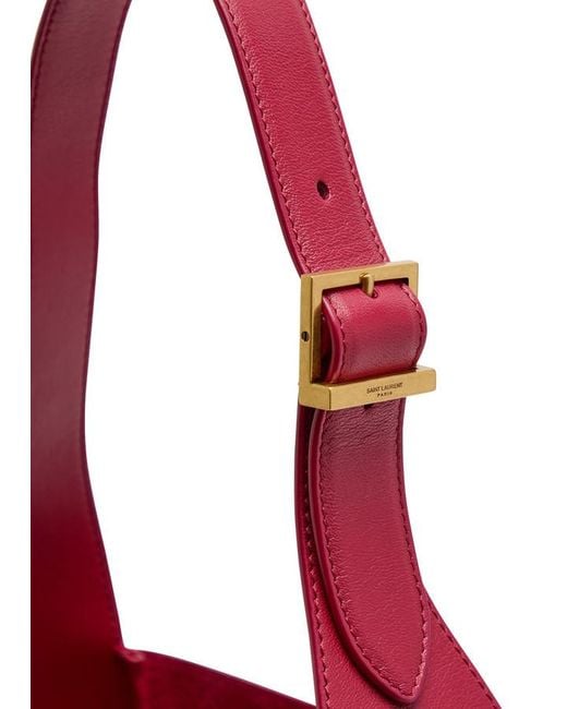 Saint Laurent Red Le 5 À 7 Small Grained Leather Hobo Bag