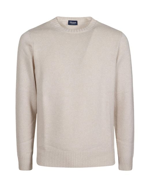 Drumohr White Crew Neck Sweater for men