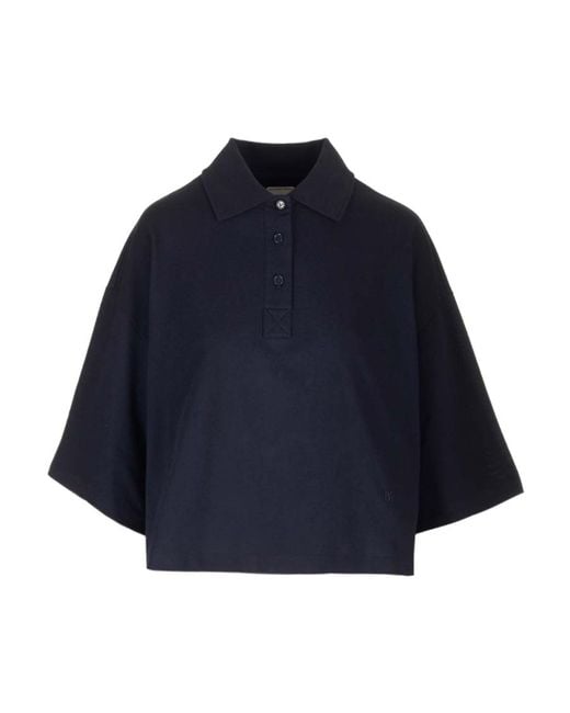 Bottega Veneta Blue Cropped Cotton Piqué Polo