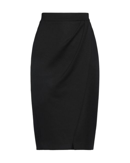 Max Mara Black Solid Color Elastic Waist Midi Skirt