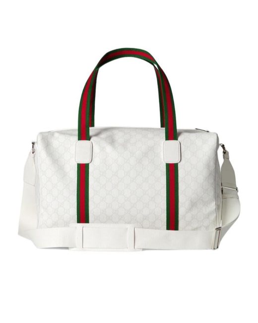 Gucci White Medium Duffle Bag With Web for men