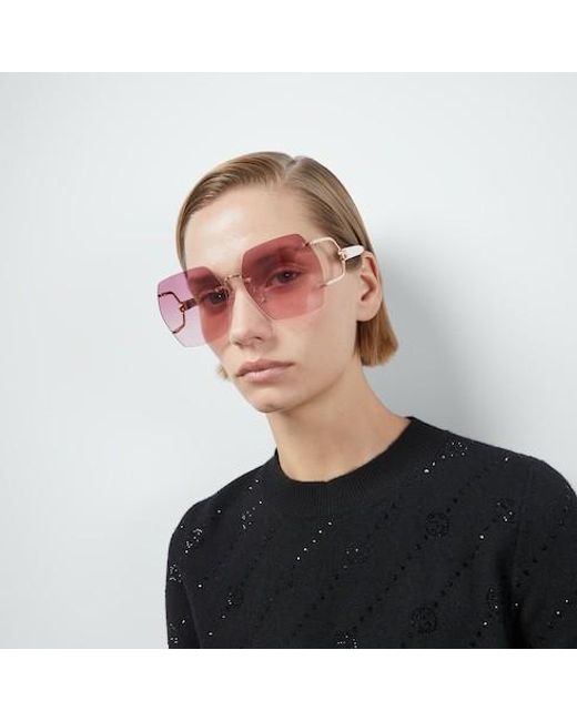 Gucci Purple Geometric Frame Sunglasses