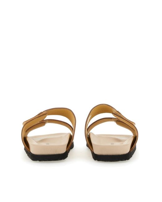 Palm Angels Metallic Logo Printed Slip-On Sandals