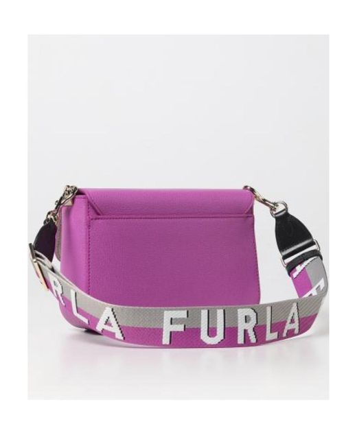 Furla Purple Logo Chain Shoulder Bag