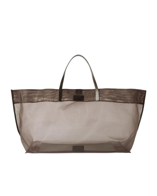 Staud Brown Christos Mesh Tote Bag