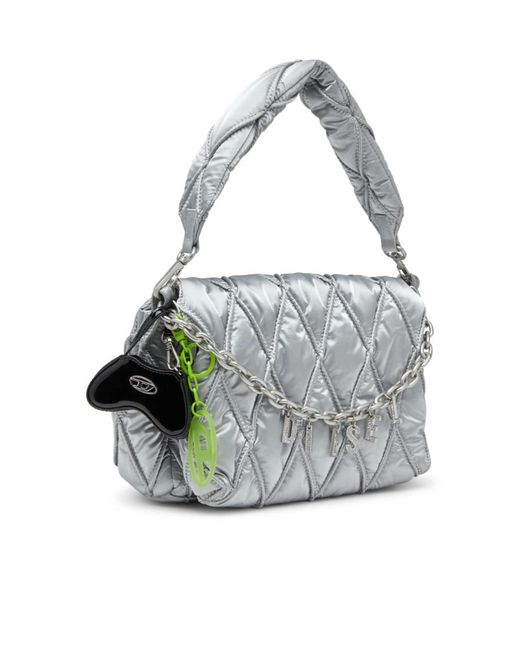 DIESEL Gray Charm D Padded Shoulder Bag
