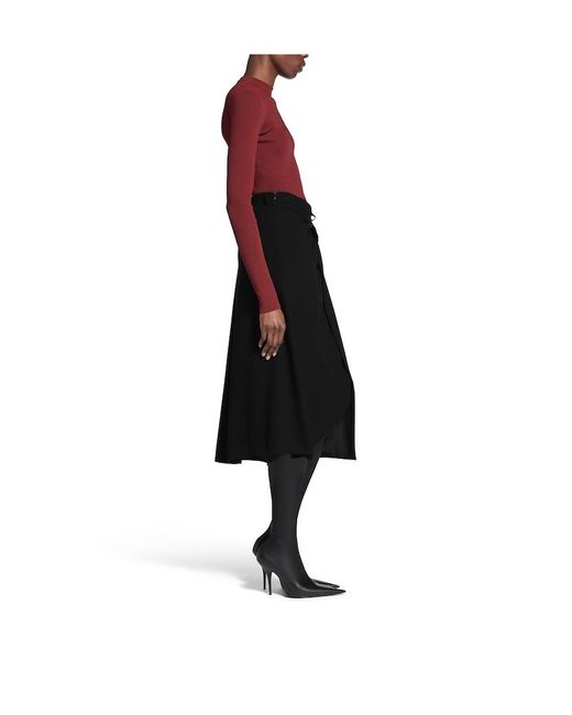 Balenciaga Black Draped Tailored Skirt