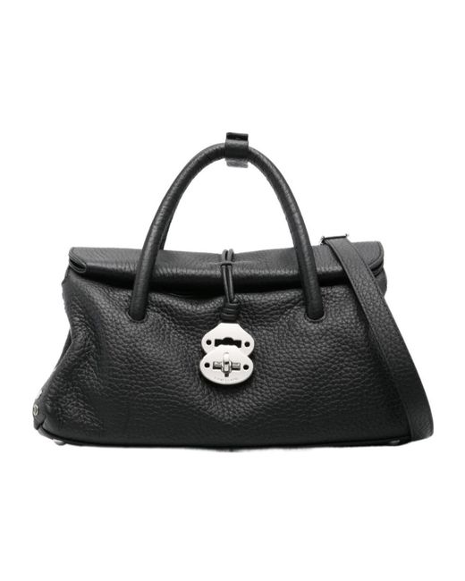 Zanellato Black Dotta Centauro Small Top Handle Bag