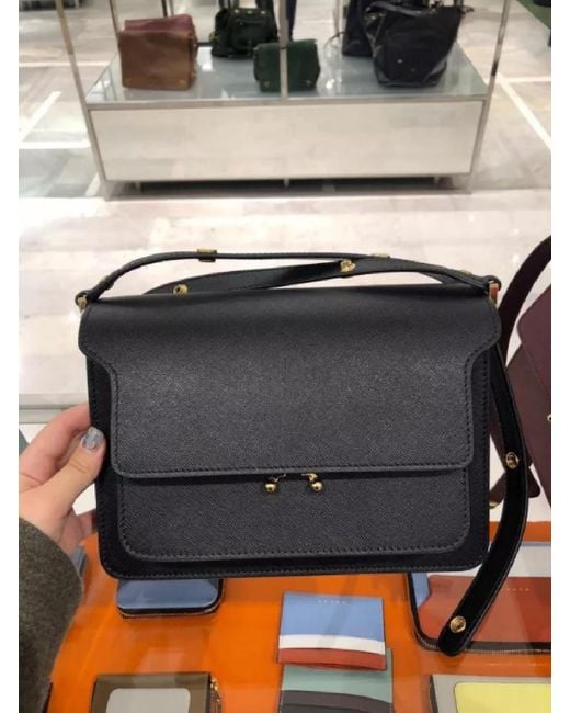 Marni Black Trunk Foldover Medium Shoulder Bag