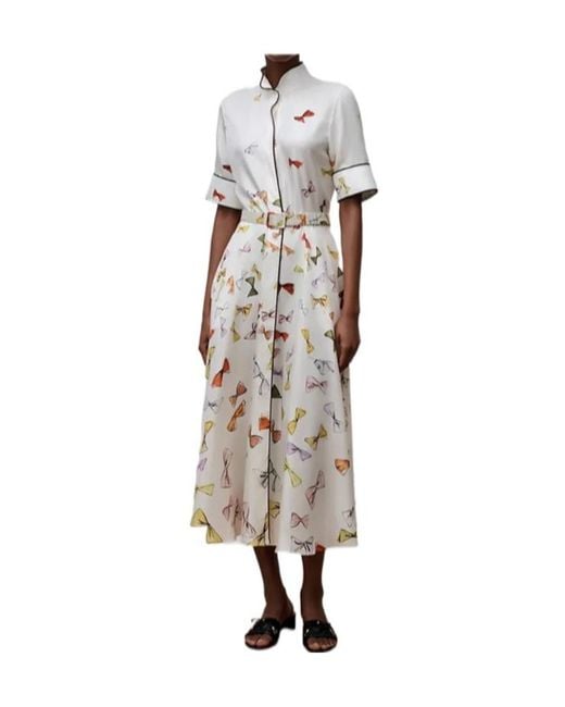 Dior White Iviera Mid-Length Belted Shirtdress