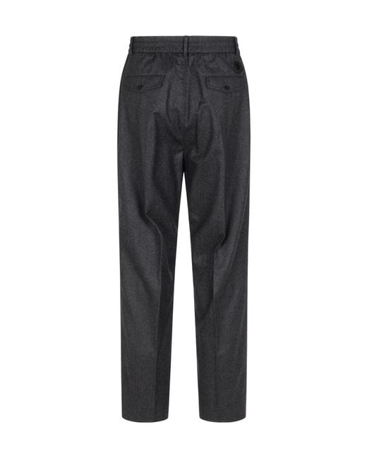 Moncler Gray Flannel Tailored Trousers for men
