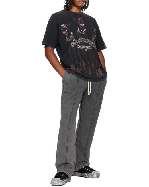 Represent Gray Elastic-Waist Straight-Leg Pants for men