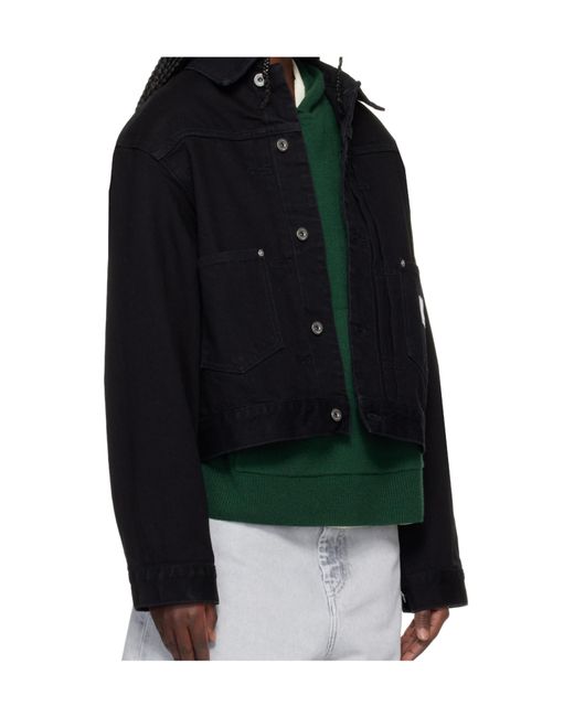 Carhartt Black Belmar Logo-Patch Denim Jacket