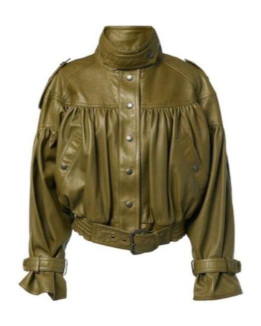 Chloé Green Cropped Leather Jacket