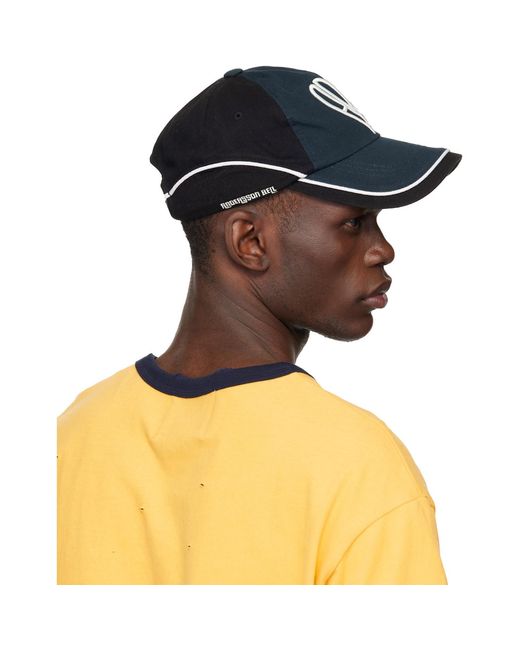 ANDERSSON BELL Blue Heart-Shaped Logo Embroidered Layered Baseball Cap for men