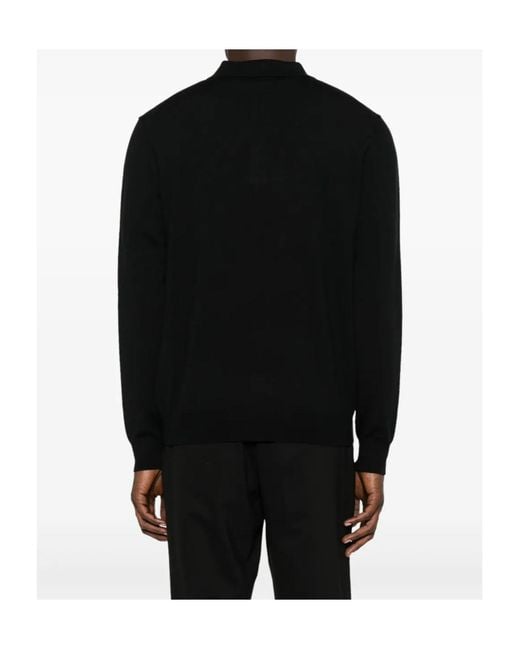 Etro Black Logo Embroidered Knit Polo Shirt for men