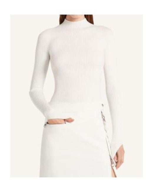 Courreges White Ribbed Turtleneck Top