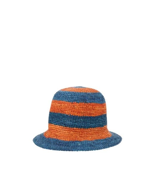 Paul Smith Blue Striped Raffia Bucket Hat