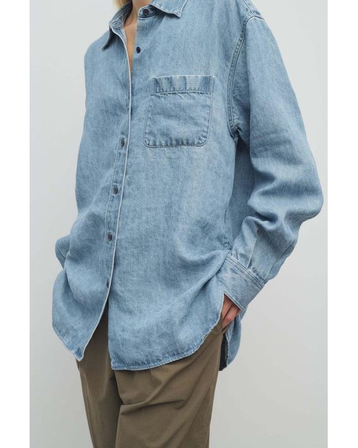 The Row Blue Nesson Button-Up Denim Shirt