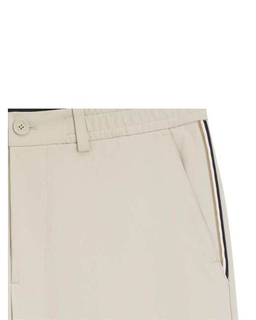 Boss White Logo-Patch Side-Stripe Shorts for men