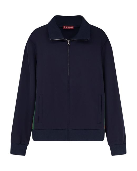 Gucci Blue Long-Sleeved Zipped Jacket for men