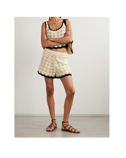 Zimmermann Natural Crochet Shorts