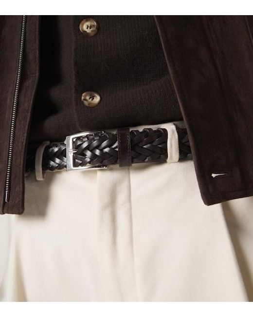 Lardini White Braided Leather Belt for men