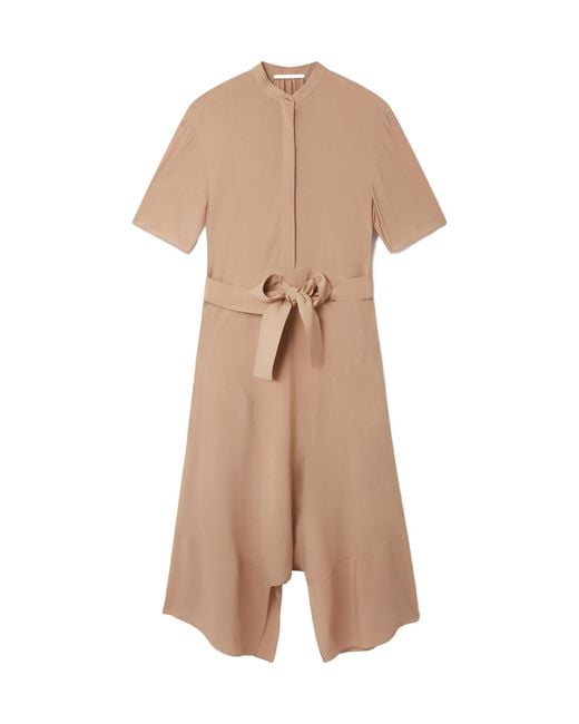 Stella McCartney Natural Silk Shirt Midi Dress