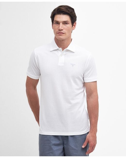 Barbour White Logo-Embroidered Cotton Polo Shirt for men