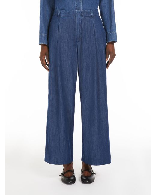 Max Mara Blue 'S Pleat Detailed Wide Leg Jeans