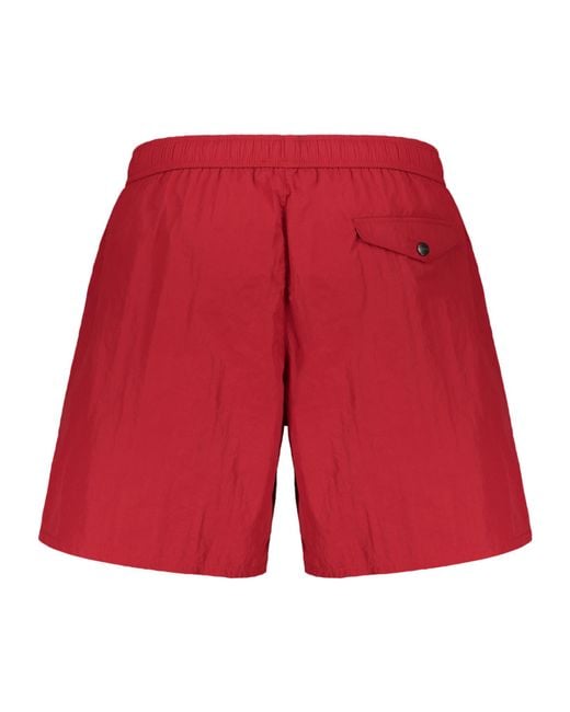 Iceberg Red Elastic-Waist Swim Shorts for men