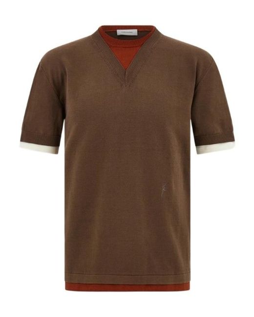 Ferragamo Brown Ferragamo Layered Knitted T-Shirt for men