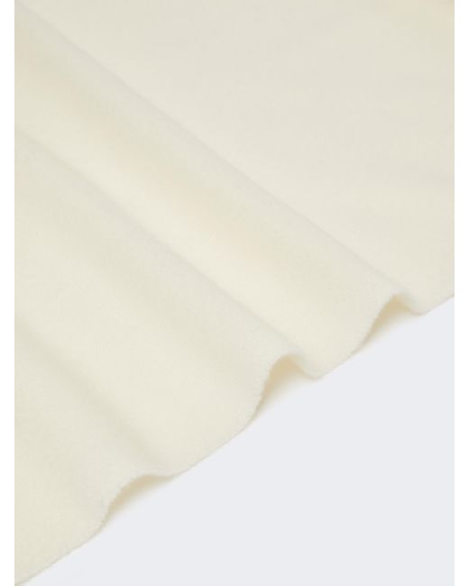 Weekend by Maxmara White Logo Embroidered Fringed Scarf