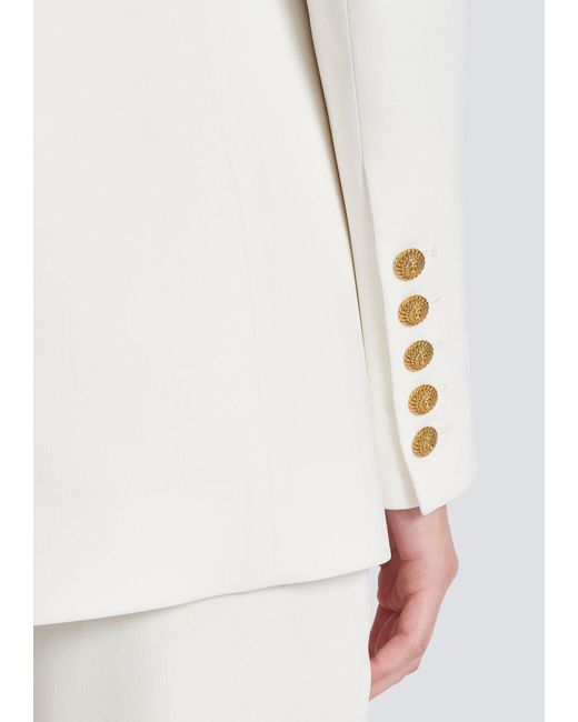 Balmain White Single-Breasted Straight Hem Blazer