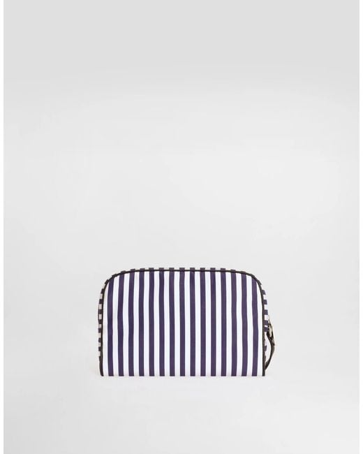 Dolce & Gabbana White Logo Patch Striped Poplin Tote Bag for men
