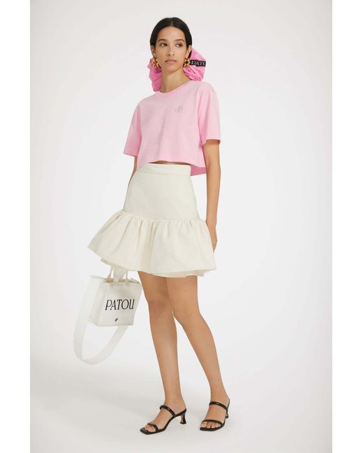 Patou Pink Logo Embellished Cropped T-Shirt