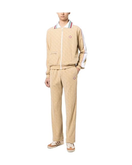 Casablanca Natural Monogram-Jacquard Velour Track Pants for men
