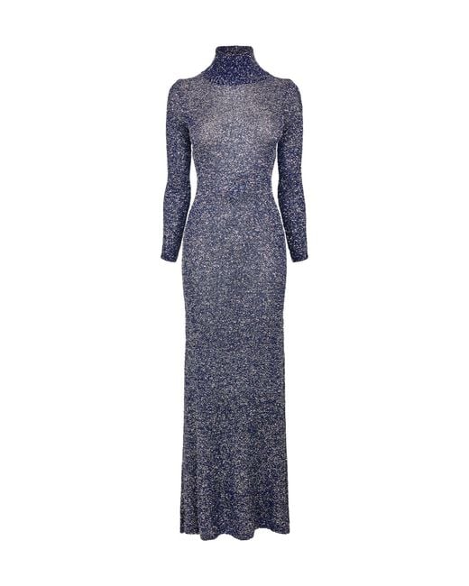 Balenciaga Blue Sequin Knit Maxi Dress