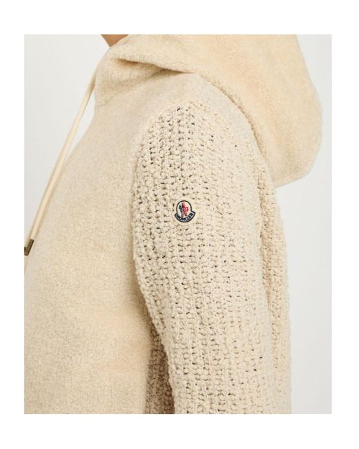 Moncler Natural Hooded Wool-Blend And Teddy Jumper