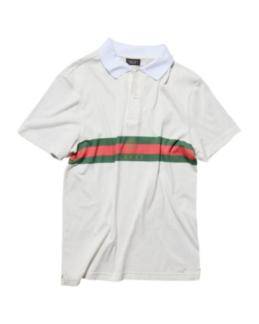 Gucci White Web Detailed Jersey Polo Shirt for men