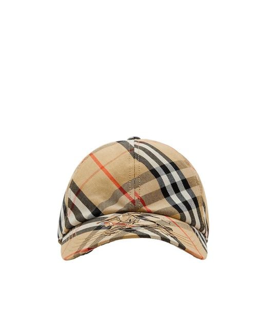 Burberry Natural Checked Equestrian Knight Motif Baseball Cap for men