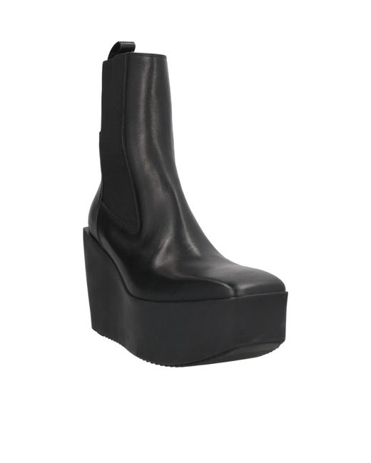 Rick Owens Black Minimalist Leather Boots